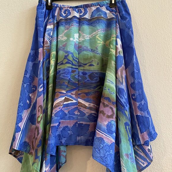 Lucky & Coco Skirt L Asymmetrical Blue Watercolor ‎ Lightweight Skirt Polyester - Picture 10 of 11